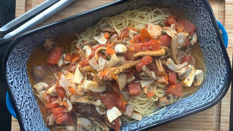Vegetarisch pasta recept met paddenstoelen