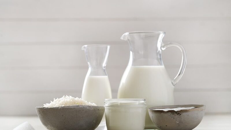 Rijstepap ingrediënten melk, rijst en suiker