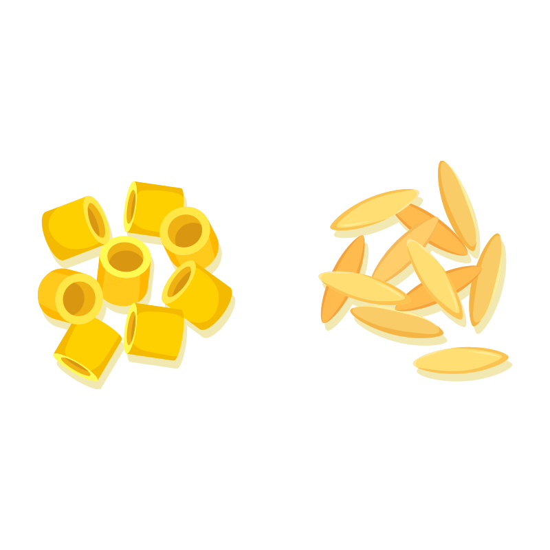 Ditalini - orzo zijn kleine pastasoorten